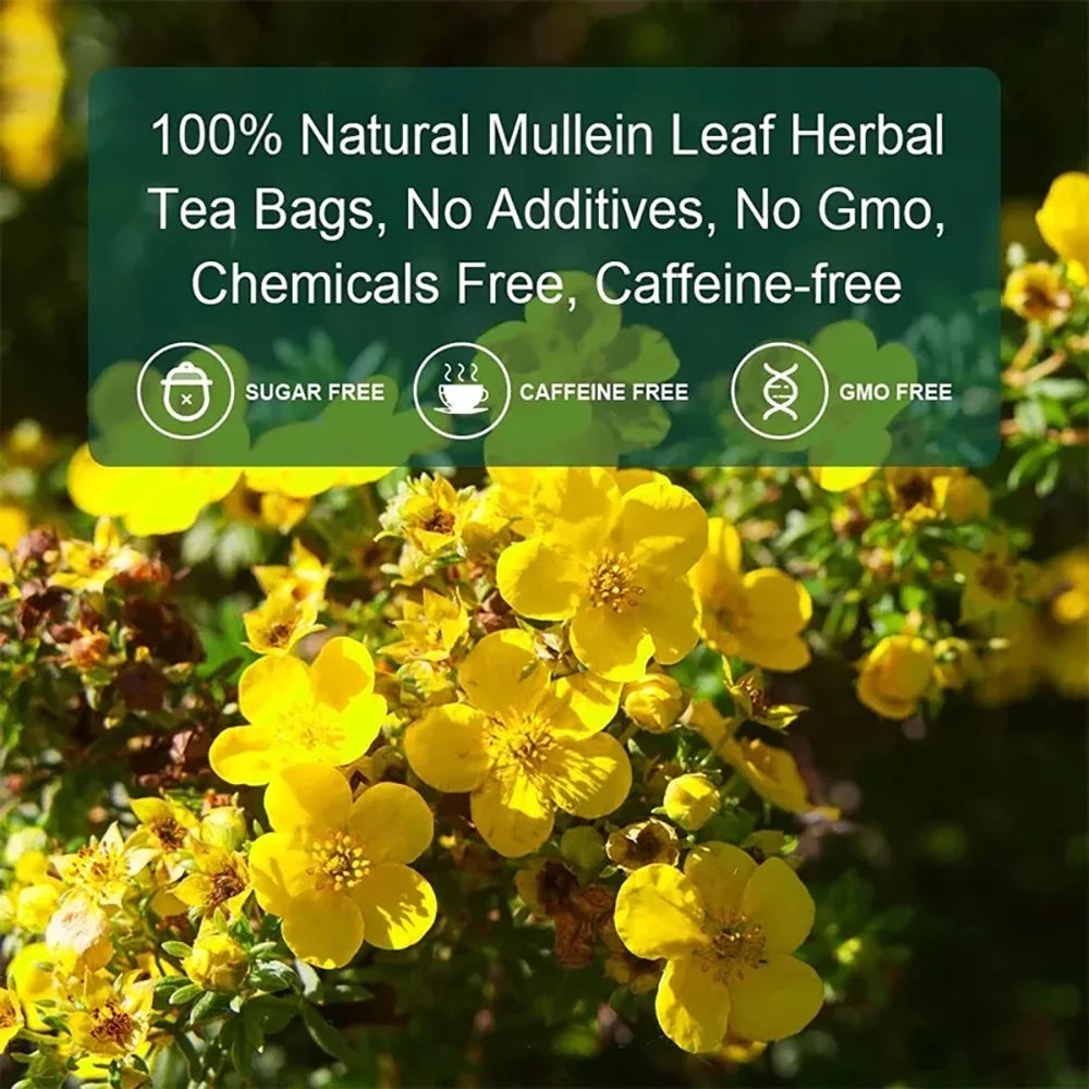 BreatheEasy™ Mullein Tea Bags – Lung Detox & Respiratory Support with Elderberry
